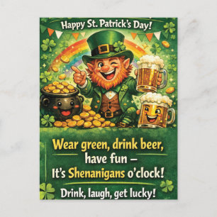 Feestelijke St. Patrick's Day Kabouter Groet Feestdagenkaart