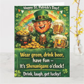 Feestelijke St. Patrick's Day Kabouter Groet Kaart (Gele Bloem)