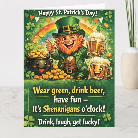 Feestelijke St. Patrick's Day Kabouter Groet Kaart (Voorkant)
