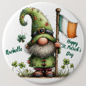 Feestelijke St. Patrick's Day-kabouter met Ierse v Ronde Button 6,0 Cm (Voorkant)