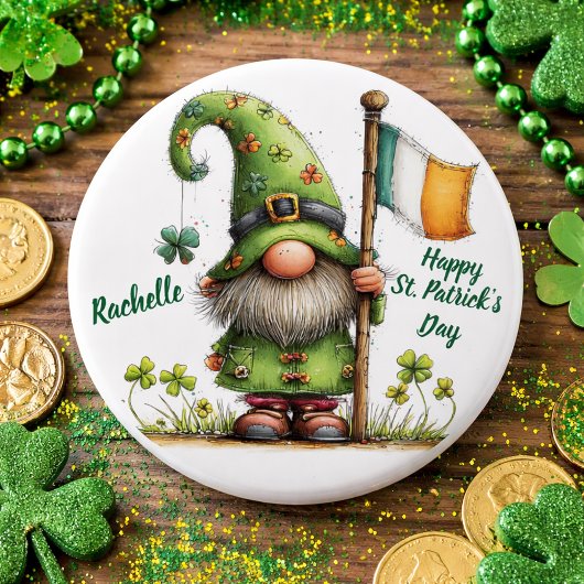 Feestelijke St. Patrick's Day-kabouter met Ierse v Ronde Button 6,0 Cm