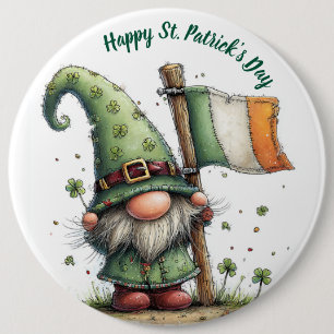 Feestelijke St. Patrick's Day-kabouter met Ierse v Ronde Button 6,0 Cm