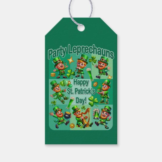 Feestelijke St. Patrick's Day Mooie "Feestkabouter Cadeaulabel (Voorkant)
