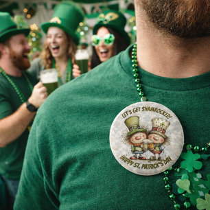 Feestelijke St. Patrick's Day-personages Ronde Button 6,0 Cm