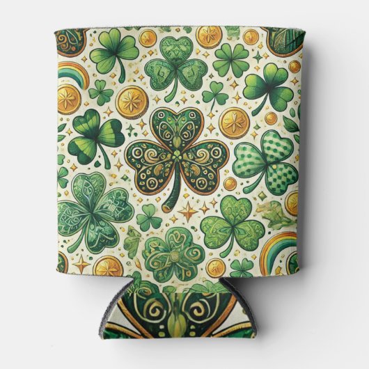 Feestelijke St. Patrick's Day Shamrock Pattern Blikjeskoeler (Voorkant)
