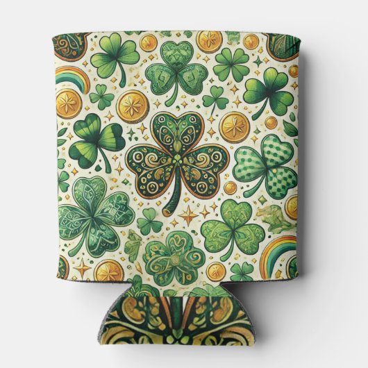 Feestelijke St. Patrick's Day Shamrock Pattern Blikjeskoeler (Achterkant)