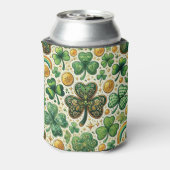 Feestelijke St. Patrick's Day Shamrock Pattern Blikjeskoeler (Blikje Achterkant)