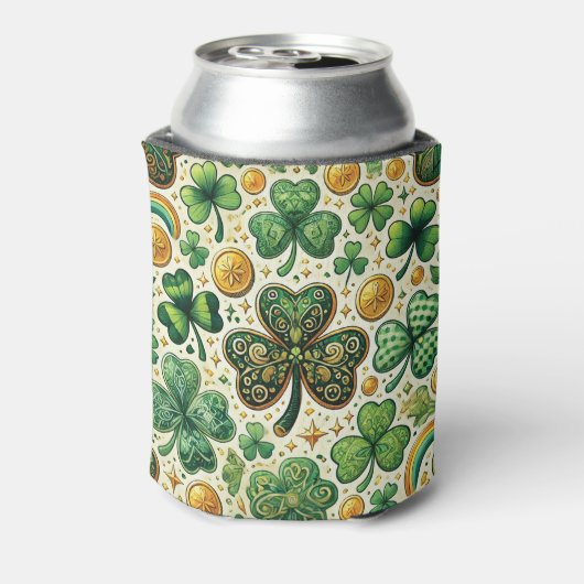 Feestelijke St. Patrick's Day Shamrock Pattern Blikjeskoeler (Blikje Achterkant)