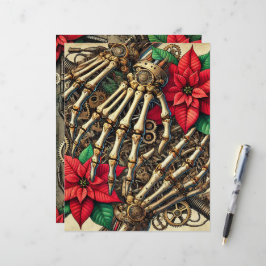 Feestelijke Steampunk Hand Botten met Poinsettia