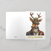 Feestelijke Steampunk Kerstrendieren Folie Wenskaart (Buiten Laag)