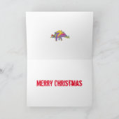 Feestelijke Stegosaurus Grappige Kerstman Dinosaur Kaart (Binnen)