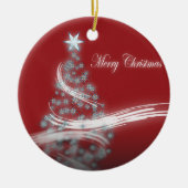 Feestelijke Ster Chique Kerstmis Evergreen Keramisch Ornament (Voorkant)