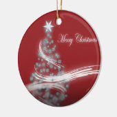 Feestelijke Ster Chique Kerstmis Evergreen Keramisch Ornament (Links)