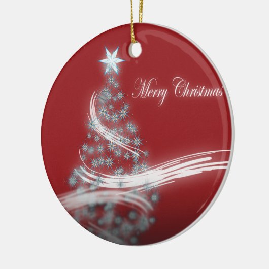 Feestelijke Ster Chique Kerstmis Evergreen Keramisch Ornament (Links)