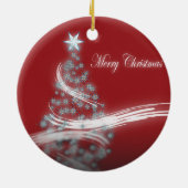 Feestelijke Ster Chique Kerstmis Evergreen Keramisch Ornament (Achterkant)