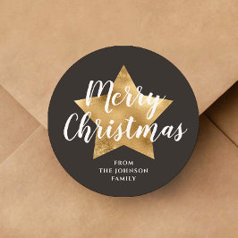 Feestelijke ster Vrolijk Kerstfeest Ronde Sticker