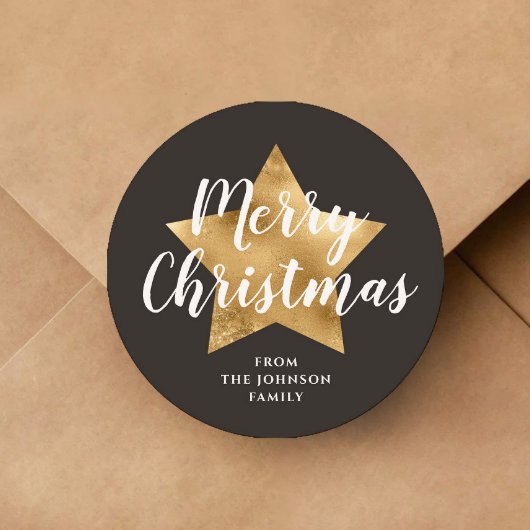 Feestelijke ster Vrolijk Kerstfeest Ronde Sticker