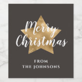 Feestelijke ster Vrolijk Kerstfeest Wijn Etiket (Enkel label)