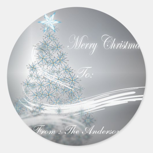 feestelijke ster xmas evergreen kerstboom ronde sticker (Voorkant)