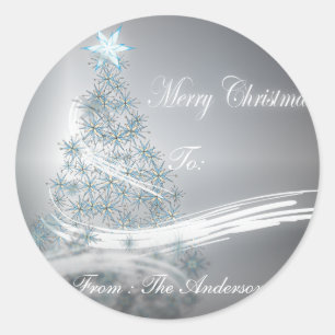feestelijke ster xmas evergreen kerstboom ronde sticker