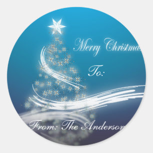 feestelijke ster xmas evergreen kerstboom ronde sticker