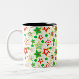 Feestelijke sterren: groen en rood patroon tweekleurige koffiemok