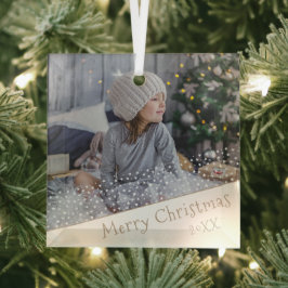 Feestelijke sterren Kerst familie-aandenken foto Glas Ornament