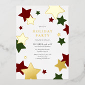 Feestelijke Sterren Kerstmis Feest Folie Uitnodiging (Voorkant)