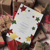 Feestelijke Sterren Kerstmis Feest Folie Uitnodiging