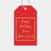 Feestelijke sterren rood cadeau label cadeaulabel (Achterkant)