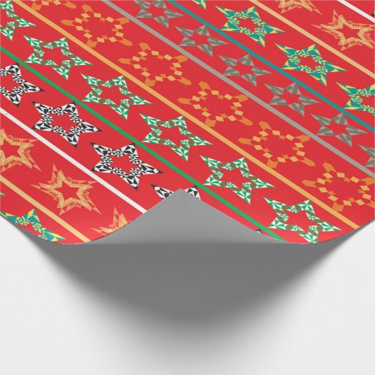 Feestelijke sterren rood inpakpapier (Hoek)