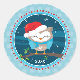 FEESTELIJKE STICKER SEAL :: feestelijke uil 2