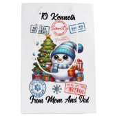Feestelijke Sticker Vakantie Zak Medium Cadeauzakje (Voorkant)