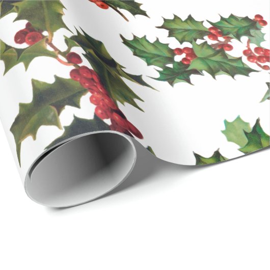 Feestelijke  stijl Holly Cadeaupapier (Rol Hoek)