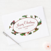 Feestelijke  stijl Holly Ovale Sticker (Envelop)