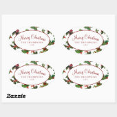 Feestelijke  stijl Holly Ovale Sticker (Vel)