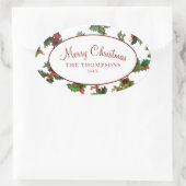 Feestelijke  stijl Holly Ovale Sticker (Tas)