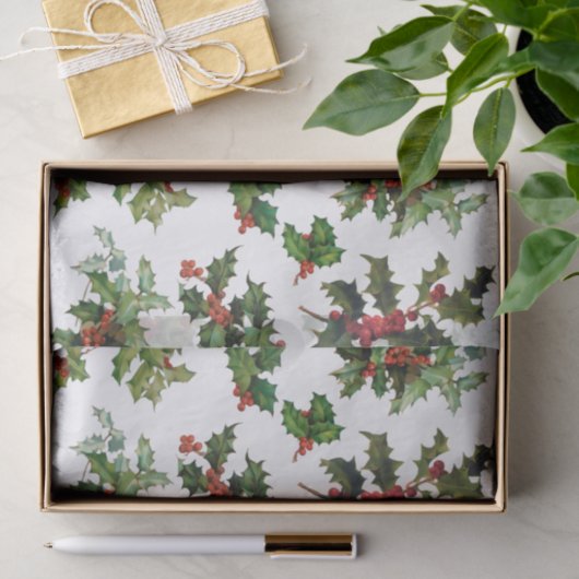 Feestelijke stijl Holly Tissuepapier (Geschenk)