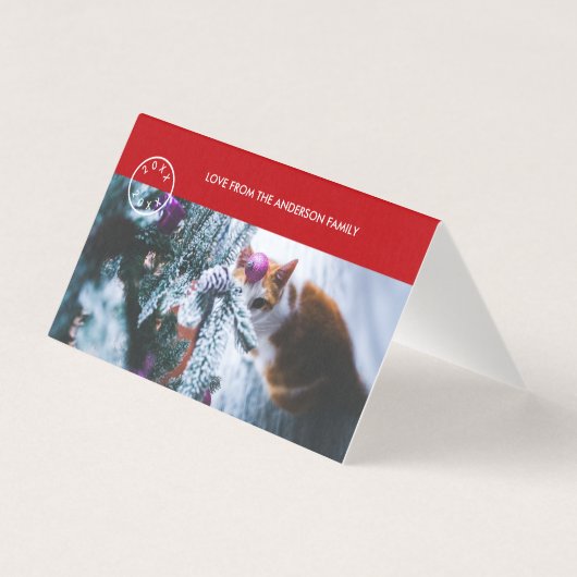 Feestelijke stijlvolle zeehond rood groen vakantie kaart (Achterkant)