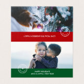 Feestelijke stijlvolle zeehond rood groen vakantie kaart (Buitenkant ongevouwen)