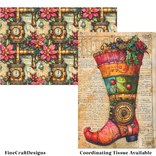 Feestelijke Stocking Steampunk Vibe BL4 Decoupage Tissuepapier