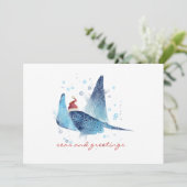 Feestelijke Strand Manta Ray Zeeen en Groeten Feestdagenkaart (Staand voorkant)