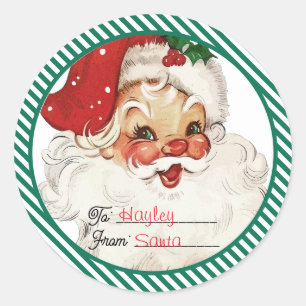 Feestelijke streep groen van Santa Gift Ronde Sticker