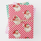 Feestelijke Streep Retro Kerstmis Inpakpapier Vel (In situ)