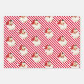 Feestelijke Streep Retro Kerstmis Inpakpapier Vel (Voorkant)