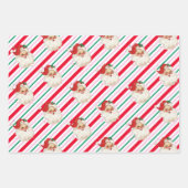 Feestelijke Streep Retro Kerstmis Inpakpapier Vel (Voorkant)