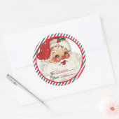 Feestelijke streep rood groen van Santa Gift Ronde Sticker (Envelop)