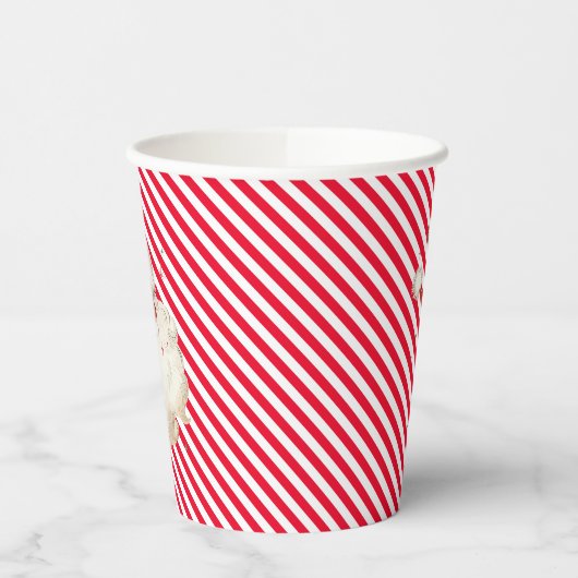 Feestelijke Streep Rood Retro Santa Papieren Bekers (Links)