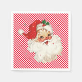 Feestelijke Streep Rood Retro Santa Servet (Voorkant)