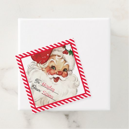 Feestelijke streep rood van Santa Gift Bedankjes Labels (In situ)